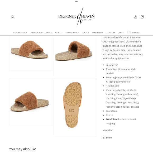 COACH MENS TAN SHERLING SLIDE SANDAL - Picture 3 of 14